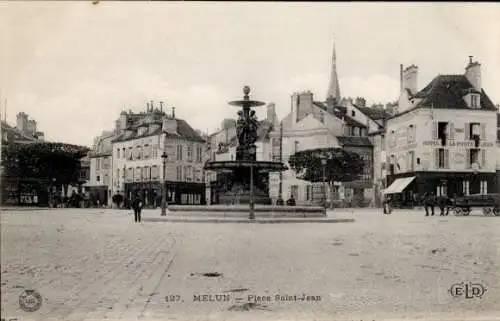 Ak Melun Seine et Marne, Place Saint-Jean