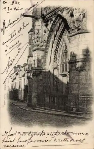 Ak Moret sur Loing Seine et Marne, Portal der Kirche