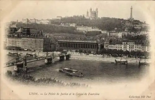 Ak Lyon Rhône, Palais de Justice, Coteau de Fourviere