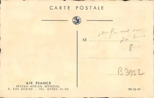 Landkarten Ak Air France, Streckennetz