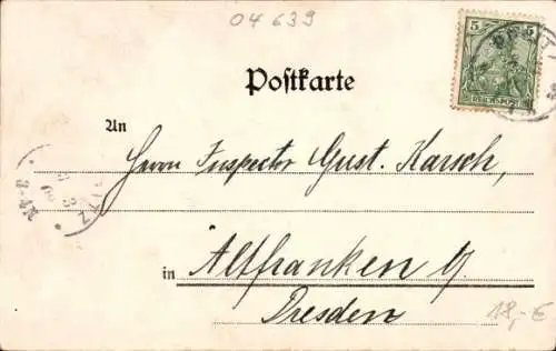 Litho Gößnitz in Thüringen, Gastwirtschaft Wartburg, Stadtansicht, Kirche