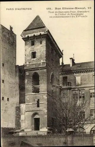 Ak Paris II, La Tour de Jean Sans Peur, Rue Etienne Marcel