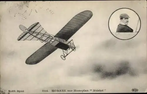 Ak Leon Morane im Blériot-Eindecker