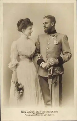 Ak Prinz Ludwig von Sachsen-Coburg-Gotha, Prinzessin Mathilde von Bayern