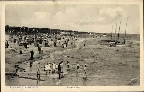 Ak Ostseebad Zinnowitz auf Usedom, Partie am Strand 