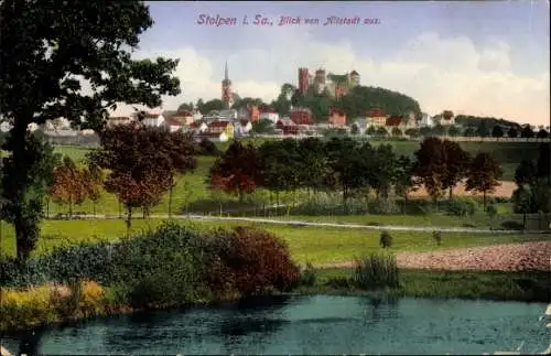 Ak Stolpen in Sachsen, Blick von Altstadt aus, Wasserpartie