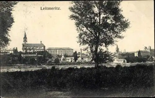 Ak Litoměřice Leitmeritz Region Aussig, Panorama, Kirche