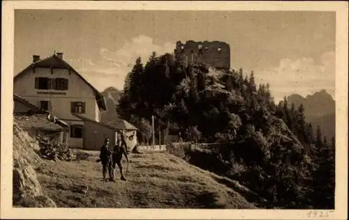 Ak Pfronten Ostallgäu Bayern, Burghotel Falkenstein mit Ruine