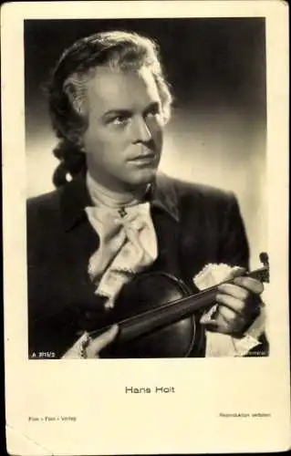 Ak Schauspieler Hans Holt, Portrait, Violine, Film Foto Verlag A 3715/2