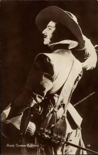 Ak Schauspieler Aimé Simon Girard, Portrait, Musketier, Degen