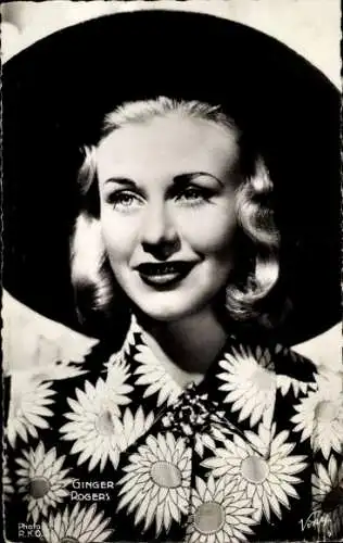 Ak Schauspielerin Ginger Rogers, Portrait, Hut