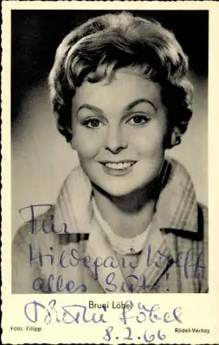 Ak Schauspielerin Bruni Löbel, Portrait, Autogramm 1965