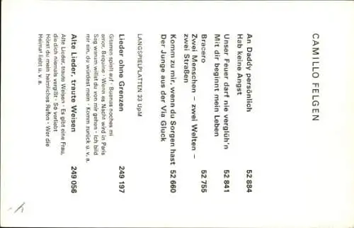 Ak Sänger Camillo Felgen, Portrait, Autogramm