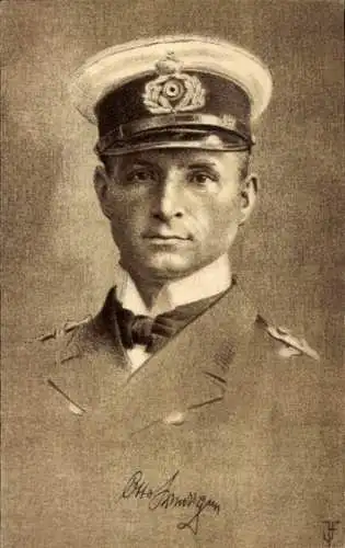 Künstler Ak Deutscher Kapitänleutnant Otto Weddigen, Porträt in Uniform