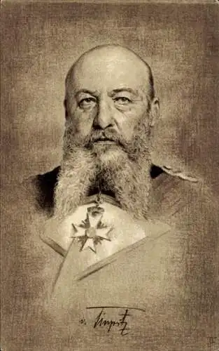 Künstler Ak Großadmiral Alfred von Tirpitz, Nachfolger Hollmanns, Portrait, Orden