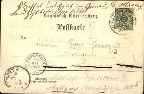 Litho Göppingen in Württemberg, Gruß vom Hohenstaufen, Kirchen, Rechberg