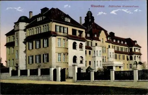 Ak Glauchau in Sachsen, Städtisches Krankenhaus