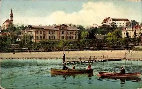 Ak Starnberg am Starnberger See Oberbayern, Uferpartie, Boote, Hotel