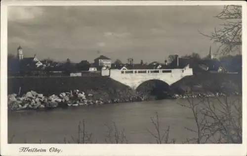 Ak Weilheim Oberbayern, Teilansicht, Brücke