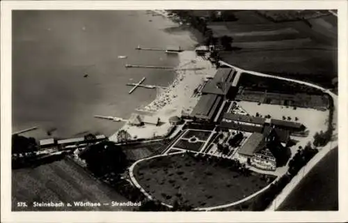 Ak Steinebach Walchstadt Wörthsee in Oberbayern, Strandbad, Luftbild