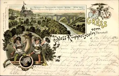 Litho Küppelstein Westhausen Remscheid im Bergischen Land, Schloss, Brücke