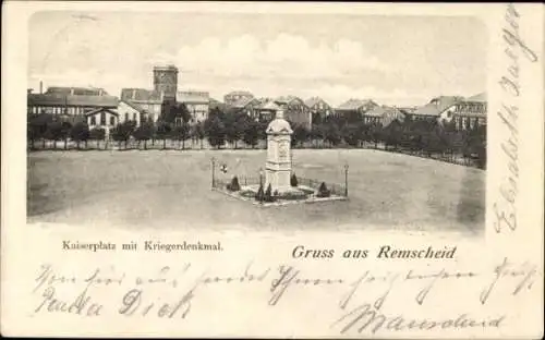 Ak Remscheid im Bergischen Land, Kaiserplatz, Kriegerdenkmal