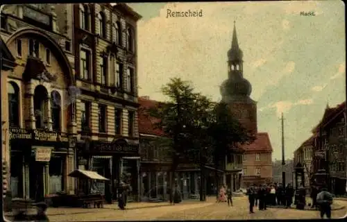 Ak Remscheid im Bergischen Land, Markt, Hotel-Restaurant