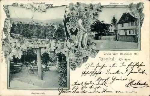 Ak Rauenthal Eltville am Rhein Hessen, Nassauer Hof, Gartenansicht, Totalansicht