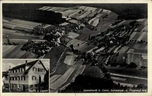 Ak Spesshardt Speßhardt Calw im Schwarzwald, Fliegeraufnahme, Gasthaus zum Lamm