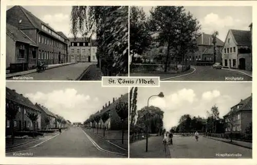 Ak Sankt Tönis Tönisvorst am Niederrhein, Kirchplatz, Hospitalstraße, Kirchenfeld, Marienheim