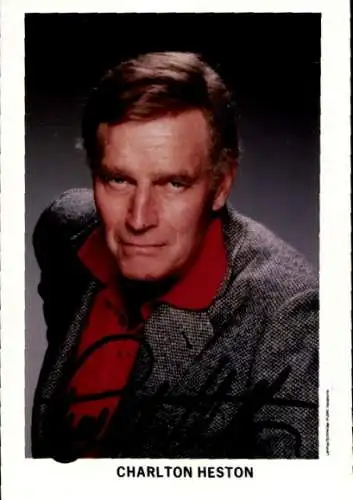 Ak Schauspieler Charlton Heston, Porträt, Autogramm