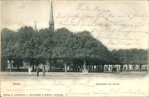 Ak Heide in Holstein, Markt mit Kirche