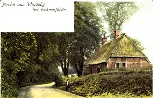 Ak Windeby in Schleswig Holstein, Bauernhaus am Wegesrand