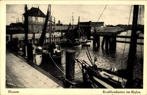 Ak Husum in Nordfriesland, Krabbenkutter im Hafen