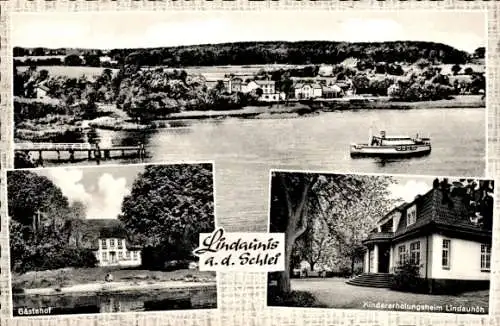 Ak Lindaunis Boren an der Schlei, Panorama, Gasthof, Kindererholungsheim Lindauhöh