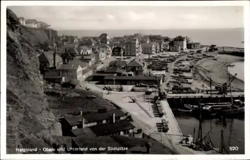 Ak Nordseeinsel Helgoland, Blick von der Südspitze, Oberland, Unterland