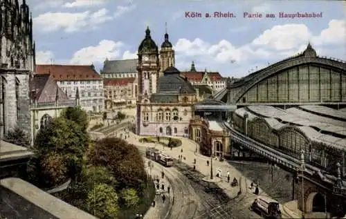 Ak Köln am Rhein, Hauptbahnhof, Straßenbahn