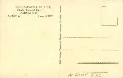 Künstler Ak Darmstadt in Hessen, Stammhaus der Brauerei Hess, Kirchstraße 3