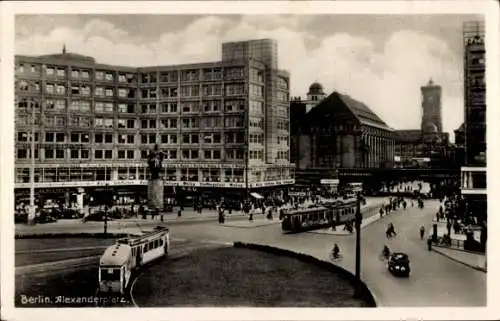 Ak Berlin Mitte, Alexanderplatz, Straßenbahn