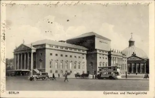 Ak Berlin MItte, Opernhaus, Hedwigskirche, Omnibus, Reklame Chlorodont