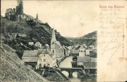 Ak Monreal in der Eifel, Teilansicht, Kirche, Ruine