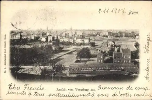Ak Bonn am Rhein, Blick vom Venusberg, Gesamtansicht