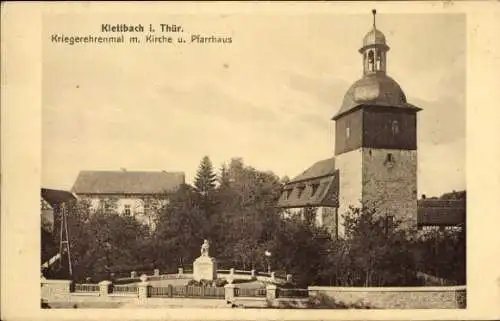 Ak Klettbach in Thüringen, Kriegerehrenmal, Kirche, Pfarrhaus