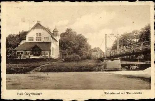 Ak Bad Oeynhausen in Westfalen, Werrebrücke, Sielrestaurant