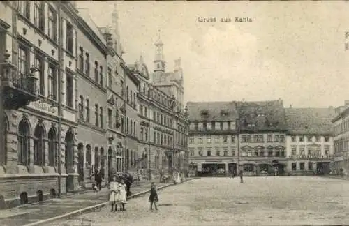 Ak Kahla in Thüringen, Platz, Geschäftshäuser, Hotel