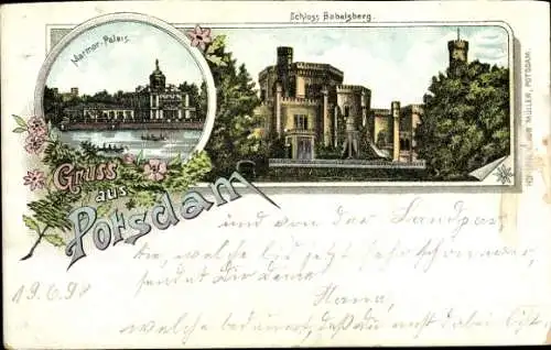 Litho Babelsberg Potsdam, Marmor-Palais, Schloss Babelsberg