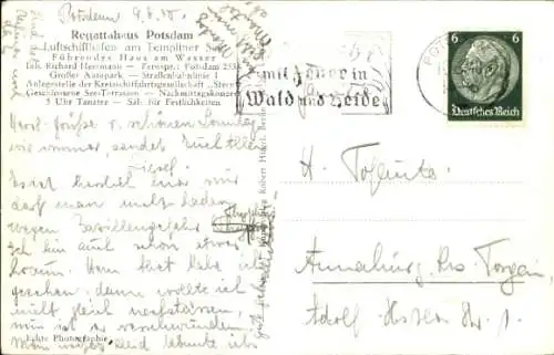 Ak Potsdam, Sportplatz Luftschiffhafen, Regattahaus