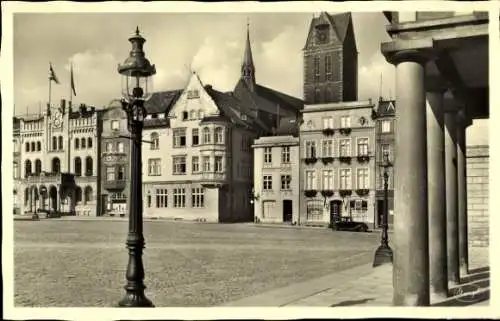 Ak Wismar in Mecklenburg, Marktplatz, Laterne