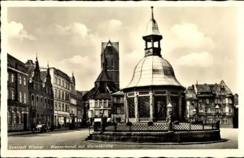 Ak Hansestadt Wismar, Wasserkunst, Marienkirche