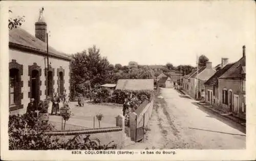 Ak Coulombiers Sarthe, Le bas du Bourg